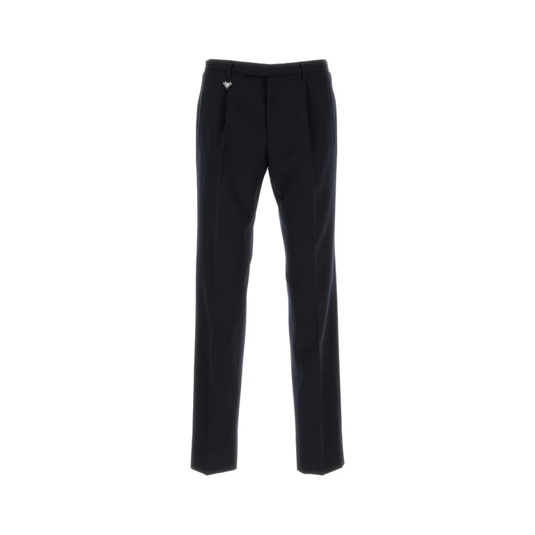 Prada Midnight Blue Wool Pant Bleu Exterior: Virgin Pantaloni - Men