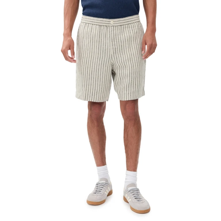 Vince Ballston Stripe Hemp Shorts Parchment/Coastal Stripe M