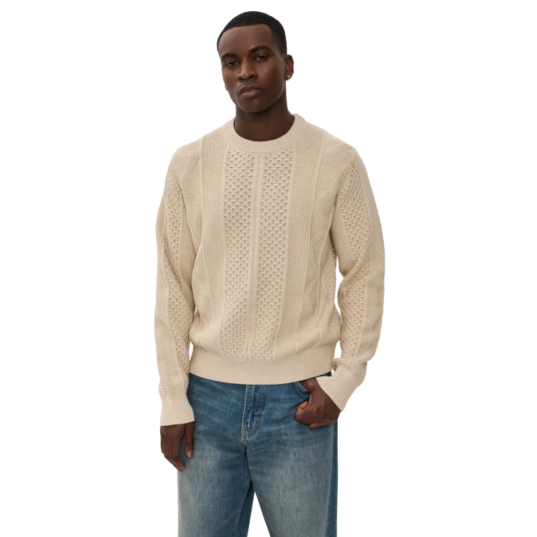 Guest in Residence Allday Cable Crew Sweater Sandstone L