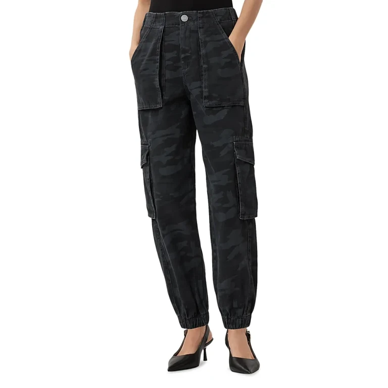 Allsaints Freda Cargo High Rise Ankle Tapered Jeans in Camo Ink Blue