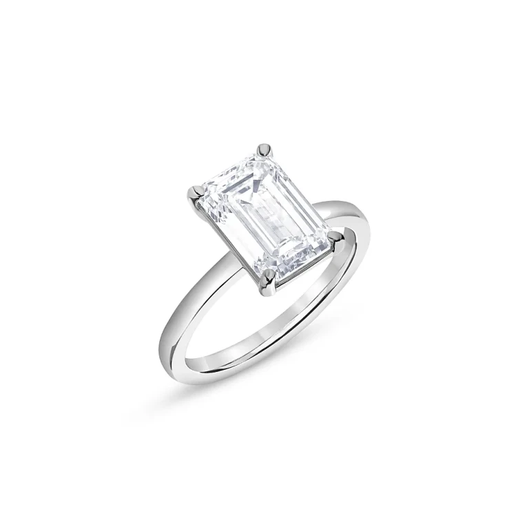 Certified Lab Grown Emerald-Cut Diamond Engagement Ring in 18K White Gold, 3.50 tcw