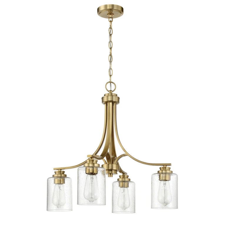 Satin Brass Four Light Chandelier from the Bolden Collection