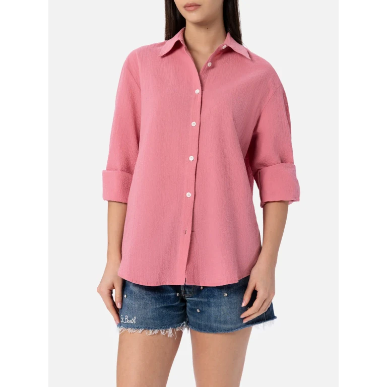 MC2 Saint Barth Aisha Pink Seersucker Shirt