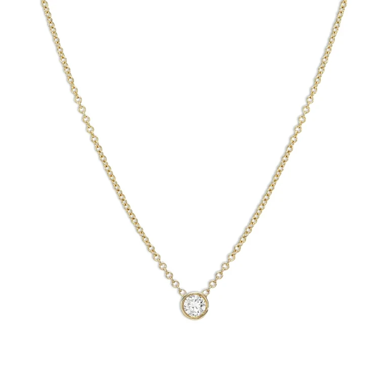 Zoe Lev 14K Yellow Gold Diamond Bezel Fine Link Pendant Necklace, 16-18