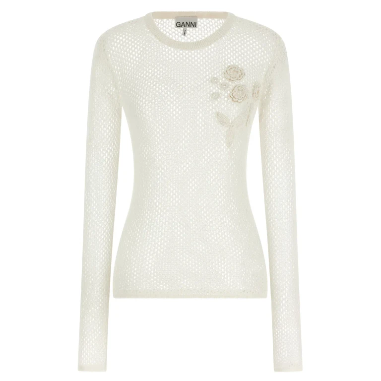 Ganni Pointelle Cotton Sweater