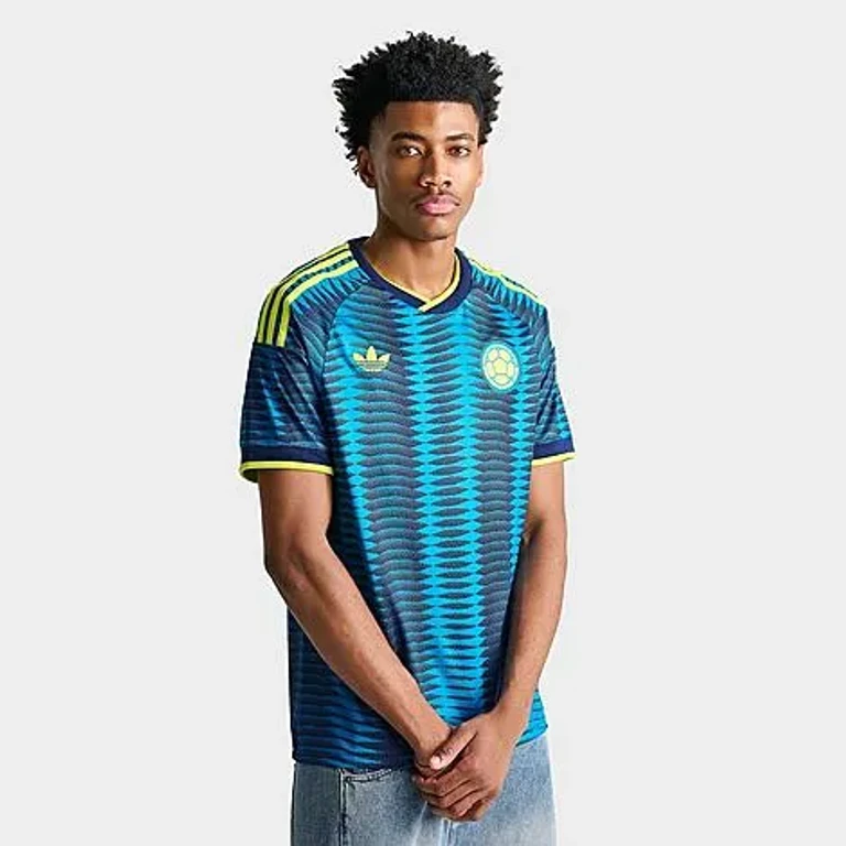 adidas Men's Colombia 2026 Away Replica Soccer Jersey in Team Navy Blue/Mystery Petrol Size: XS