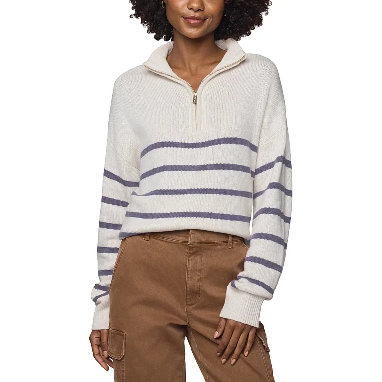 Splendid Georgie Stripe Quarter Zip Sweater