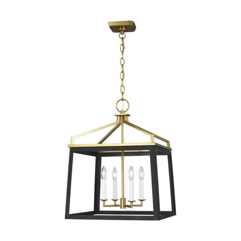 Carlow 4-Light Chandelier in Matte White And Burnished Brass by Chapman & Myers