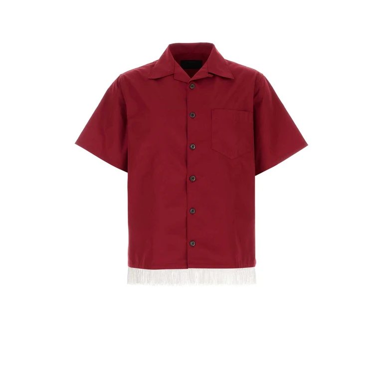 Prada Tiziano Red Poplin Shirt Rubino Exterior: Polyester Cotton Camicie - Men