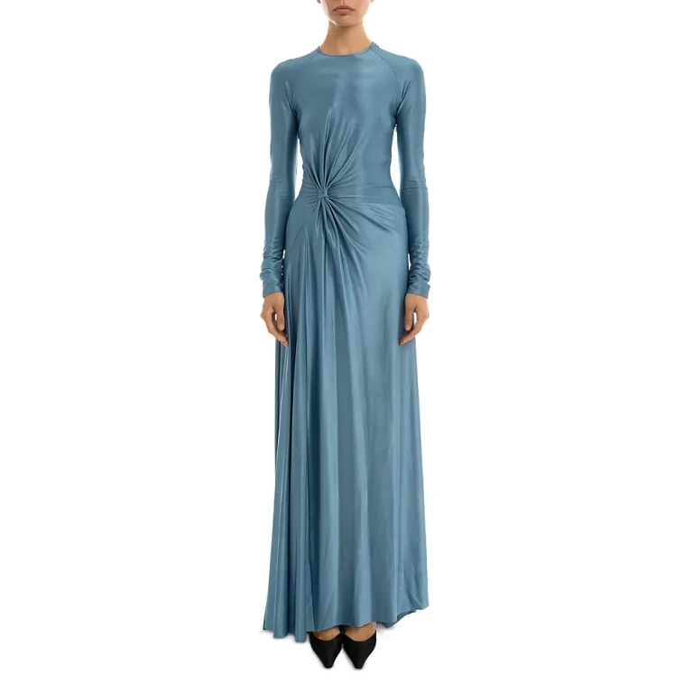 Victoria Beckham Long Sleeve Twist Detail Gown