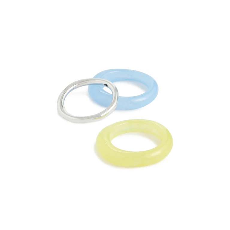 Madewell Sculptural Resin Stacking Ring Set Tranquil Blue 6