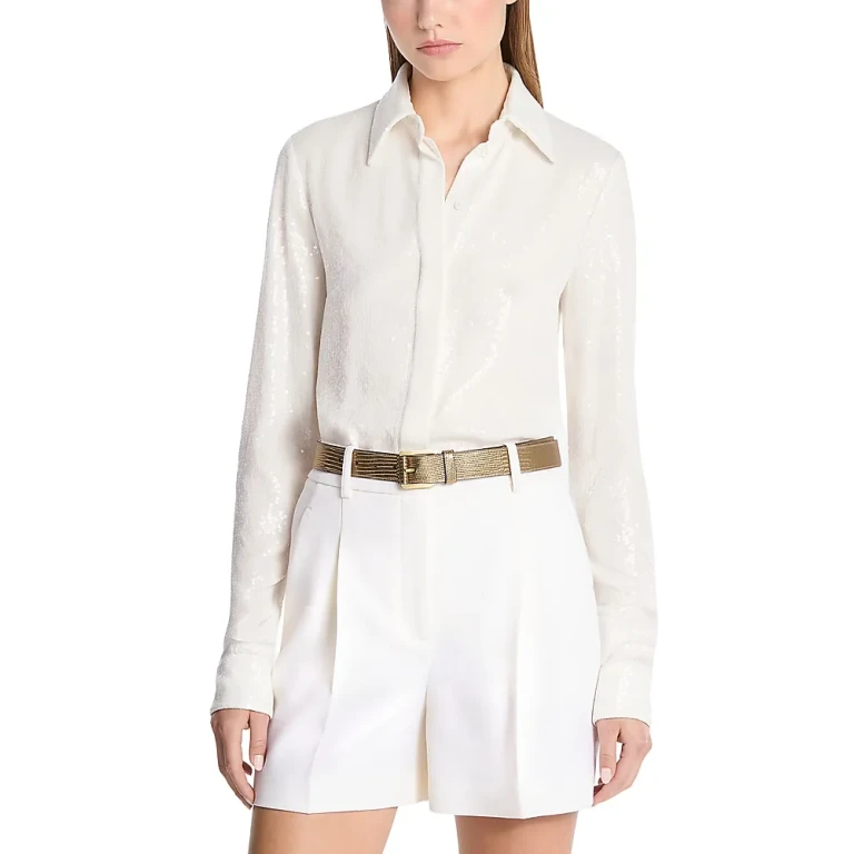 Michael Kors Collection Linear Sequin Hansen Silk Shirt