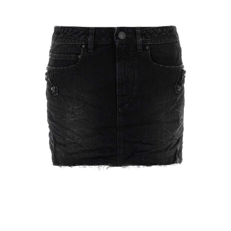 Balenciaga Black Denim Mini Skirt Fade Out Exterior: Cotton Gonne - Women