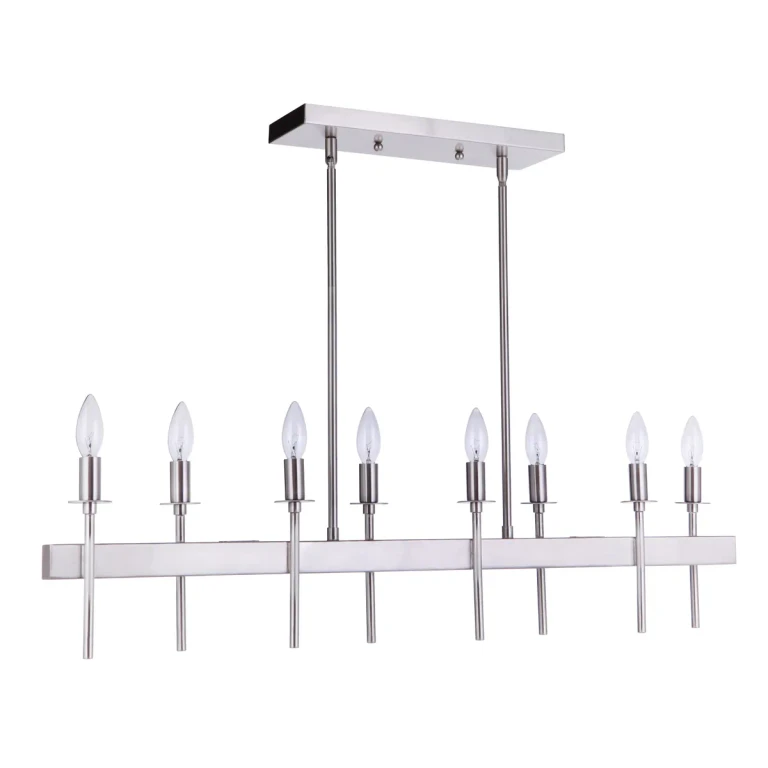 Brushed Polished Nickel Eight Light Island Pendant from the Larrson Collection