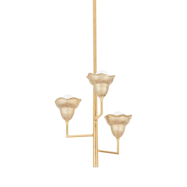 Vintage Gold Leaf Gilded Ivory Chandelier from the Alora Collection