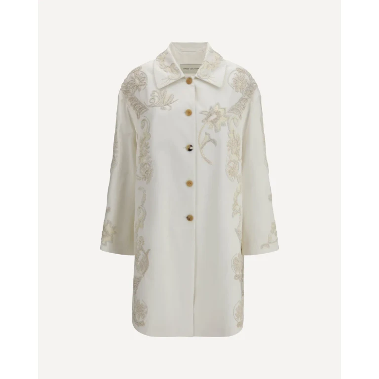 Manteau trapèze brodé Dries Van Noten