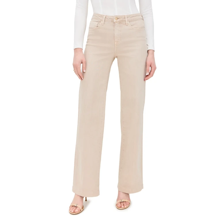 L'AGENCE Clayton High Rise Wide Leg Jeans Biscuit 33