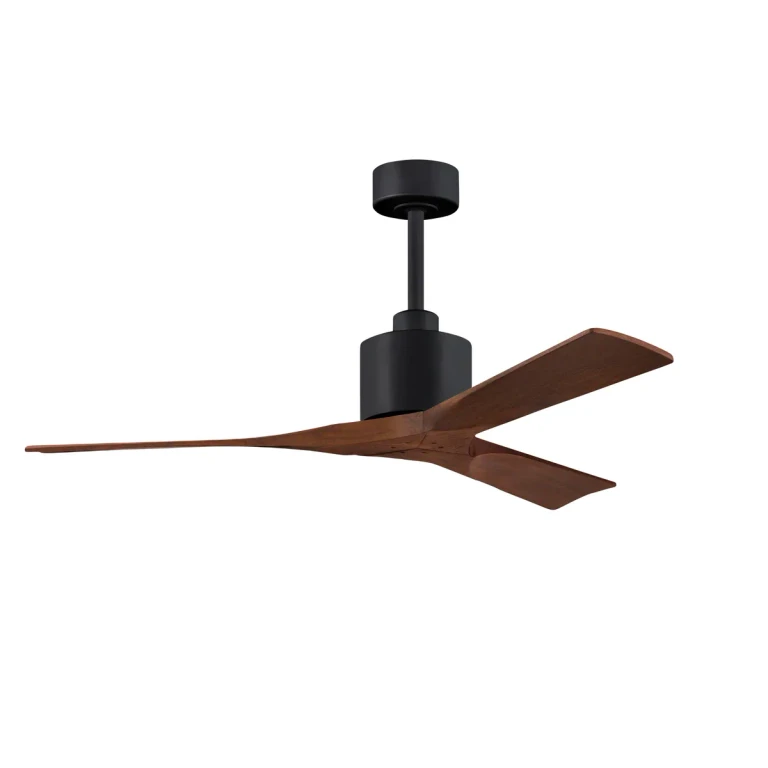 Nan 6-Speed DC 52 Ceiling Fan in Matte Black with Walnut blades