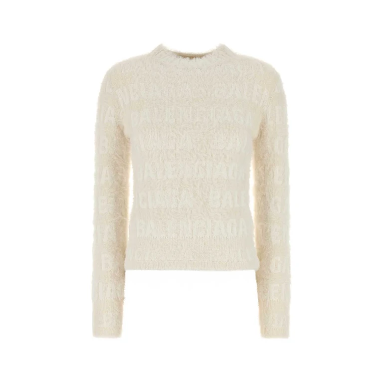 Balenciaga Ivory Wool Blend Sweater Exterior: Nylon Maglieria - Women