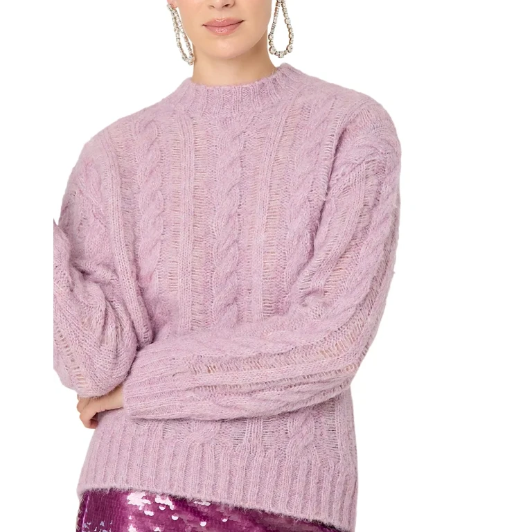 Astr the Label Violetta Cable Knit Sweater