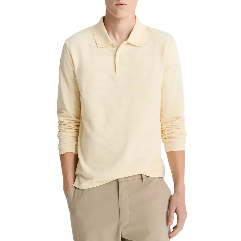 Vince Long Sleeve Jacquard Polo Shirt