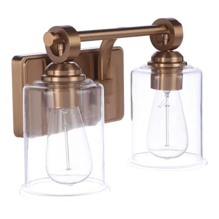 Satin Brass Two Light Vanity from the Romero Collection