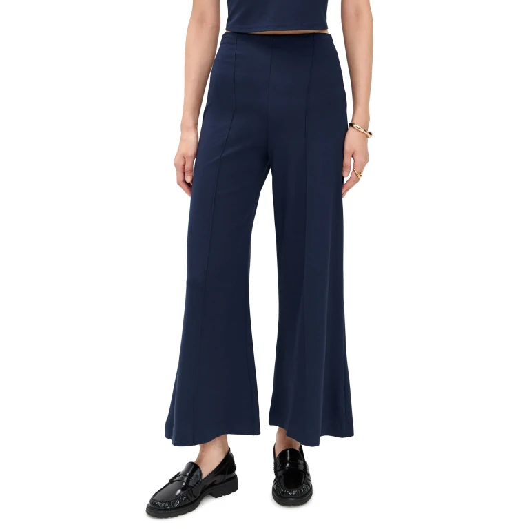 RIPLEY RADER Ponte Knit Wide Leg Cropped Pants Sea Blue S