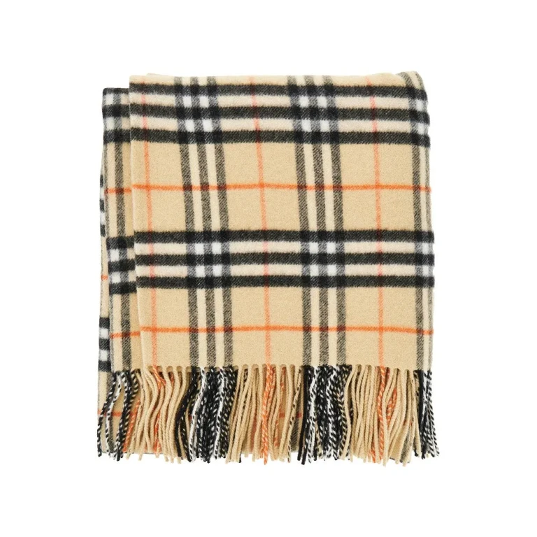 BURBERRY Check wool and cashmere cape Woman One Size