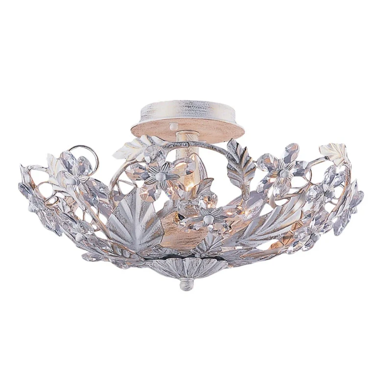 Paris Market 6-Light 16" Ceiling Light in Antique White with Clear Hand Cut Crystals