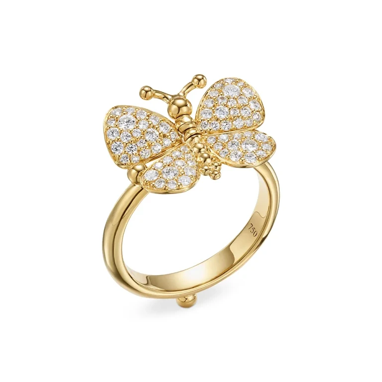 Temple St. Clair 18K Yellow Gold Diamond Snow Butterfly Ring