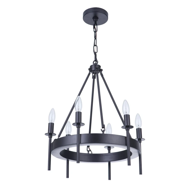 Flat Black Six Light Chandelier from the Larrson Collection