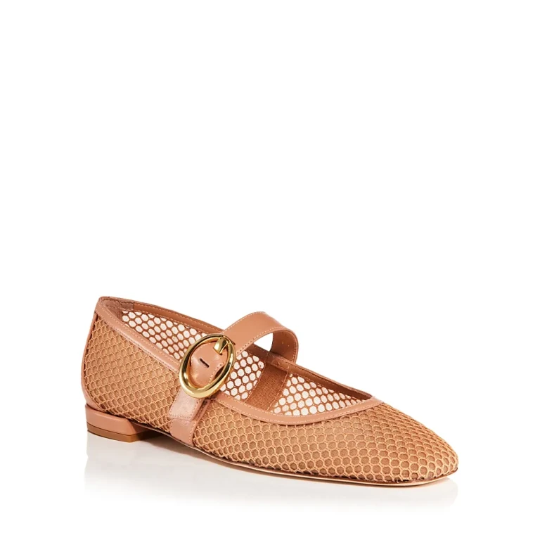 Stuart Weitzman Women's Arabella Mesh Mary Jane Ballet Flats