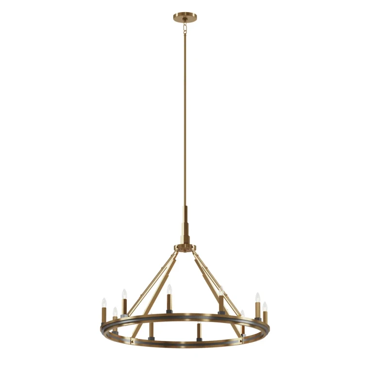 Emmala 10-Light Transitional Chandelier in Brushed Natural Brass
