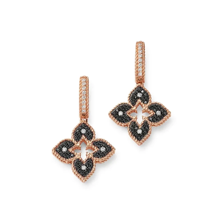 Roberto Coin 18K Rose Gold Venetian Princess Black & White Diamond Drop Earrings