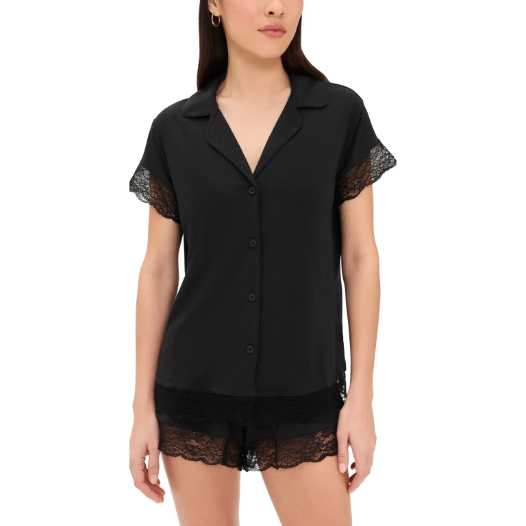 Eberjey Malou Shorts Pajama Set Black L