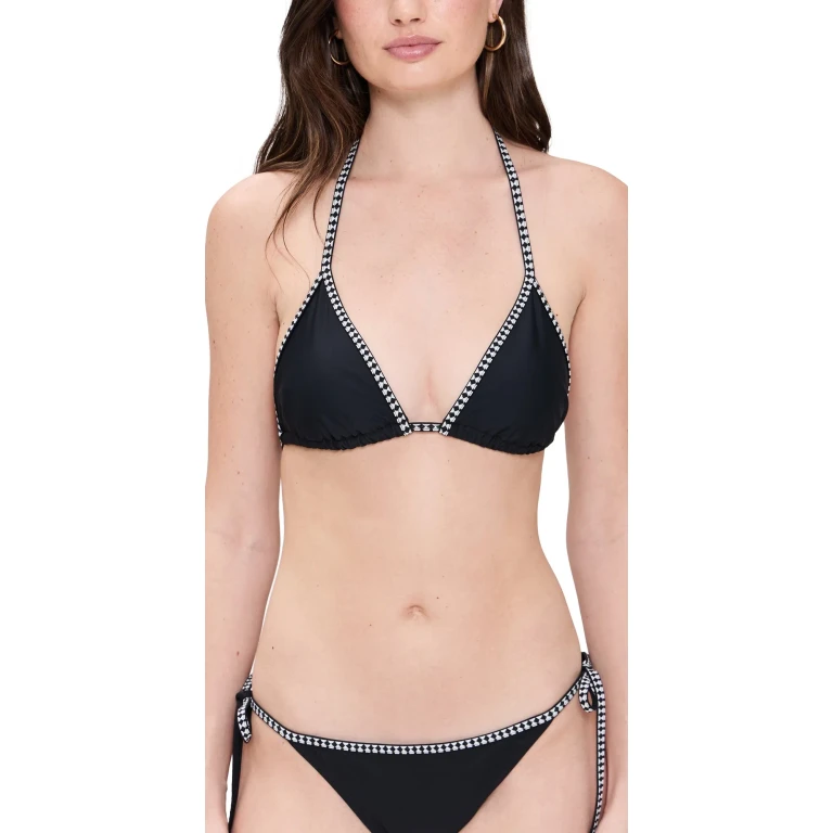 lemlem Lena Triangle Bikini Top Black L