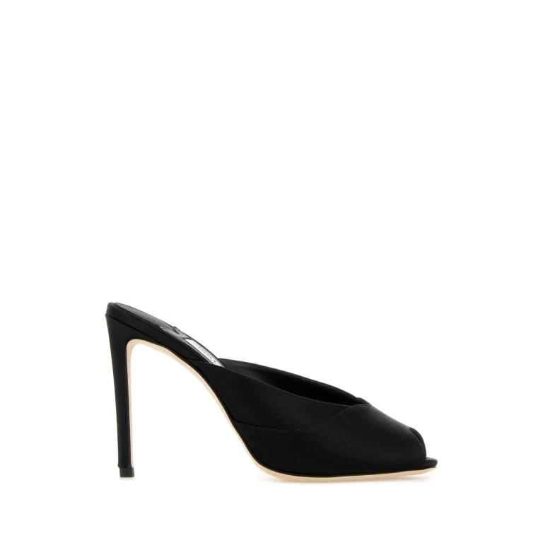 Jimmy Choo Black Satin Brigitte Mules