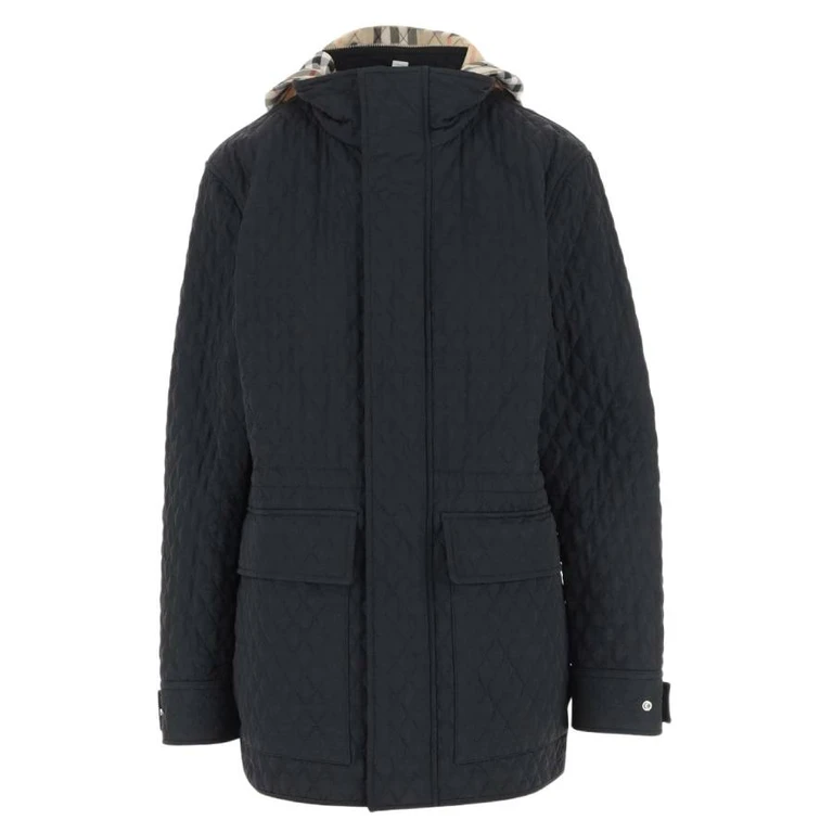 Burberry Check-Pattern Hooded Diamond Quilted Jacket, Size X-Small