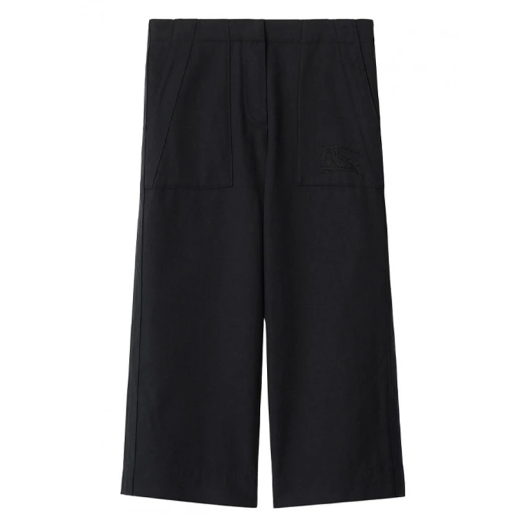 Burberry Wide-Leg Logo Embroidered Pants