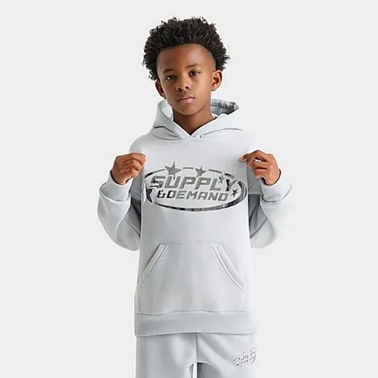 Supply & Demand Big Kids Chrome Oval Pullover Hoodie in High Rise Size: Small