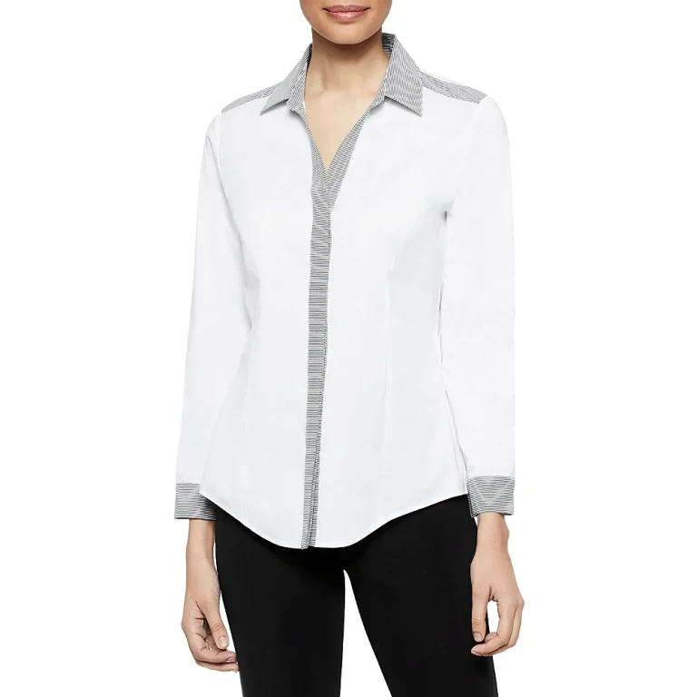 Misook Striped Trim Shirt