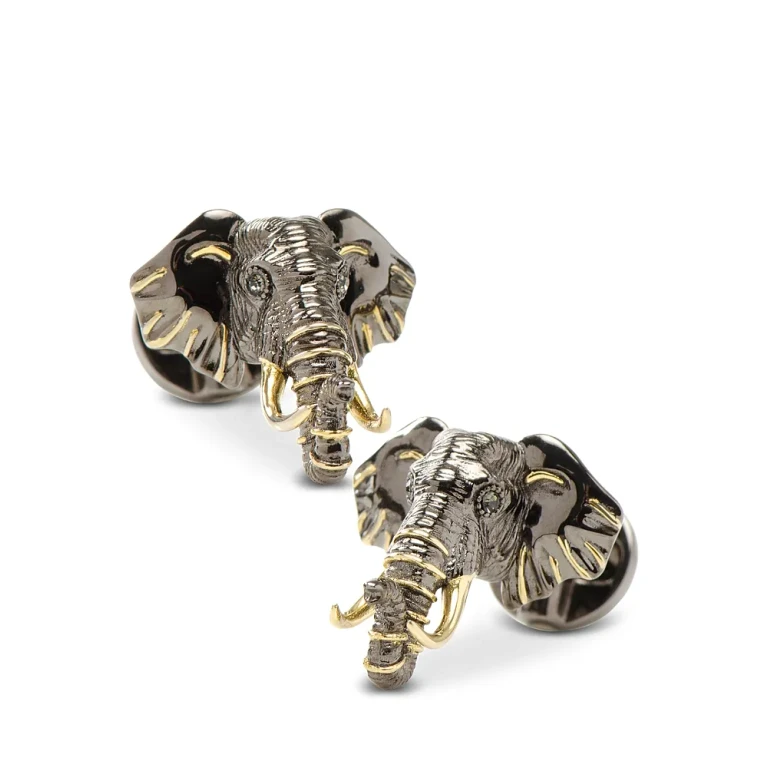 Cufflinks Inc. Sterling Silver and 14K Gold Elephant Cufflinks