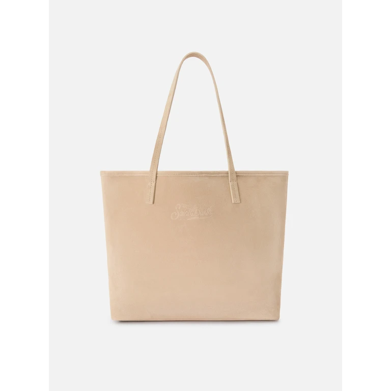 Mc2 Saint Barth Beige Suede City Regular Bag Brown - Unisex