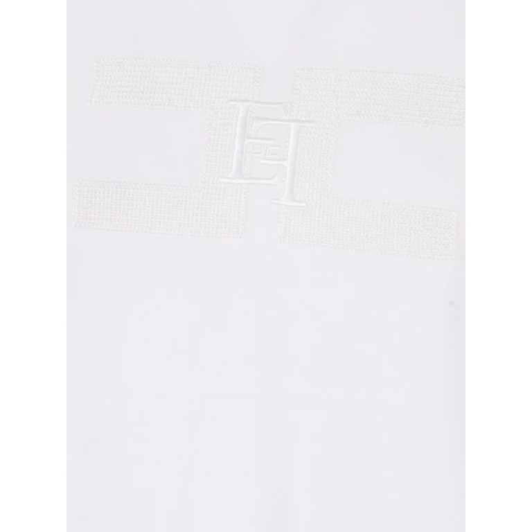 Elisabetta Franchi White T-Shirt with Embroidered Logo on the Front in Cotton Woman Tshirts And Polo Shirts - Women