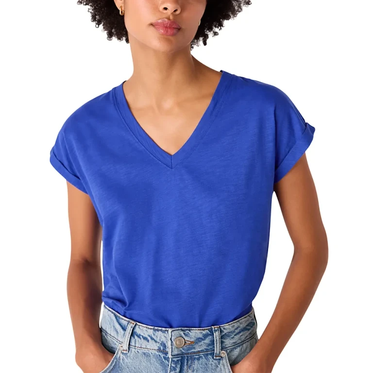 Whistles Willa V Neck Cap Sleeve Tee