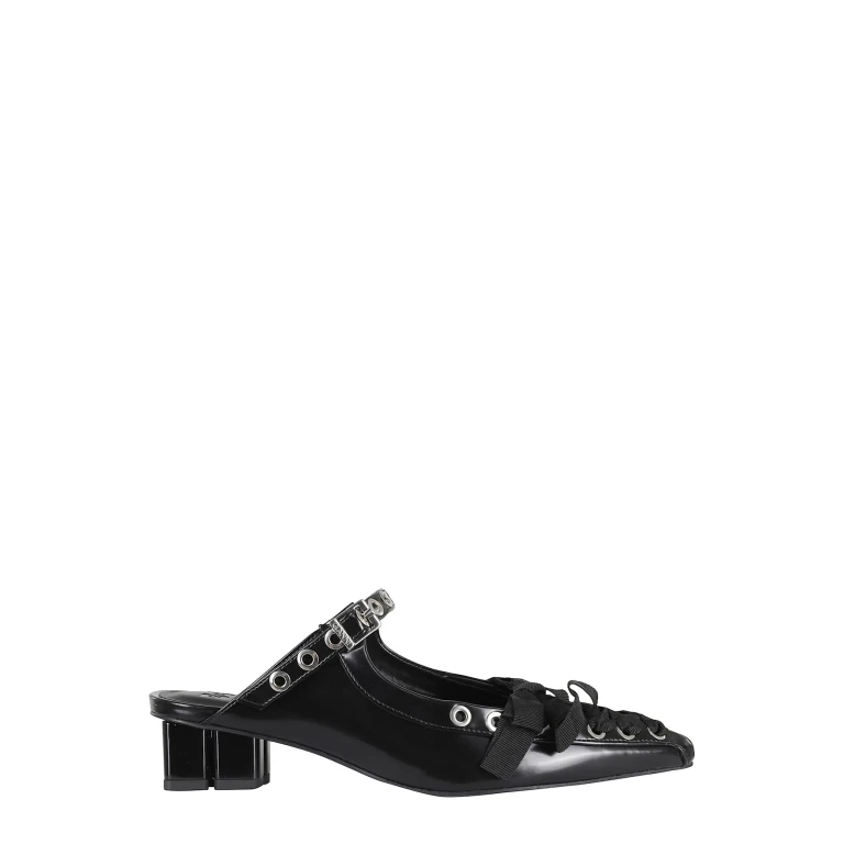Ganni Eyelets Lace Up Mule Box Oleatex