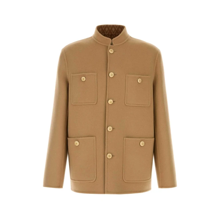 Valentino Garavani Camel Wool Blend Jacket Cammellonocciola Virgin Silk Giubbini - Men