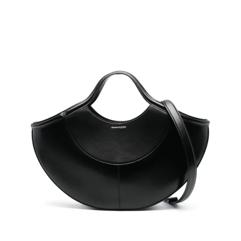 Black Leather Shopping Bag