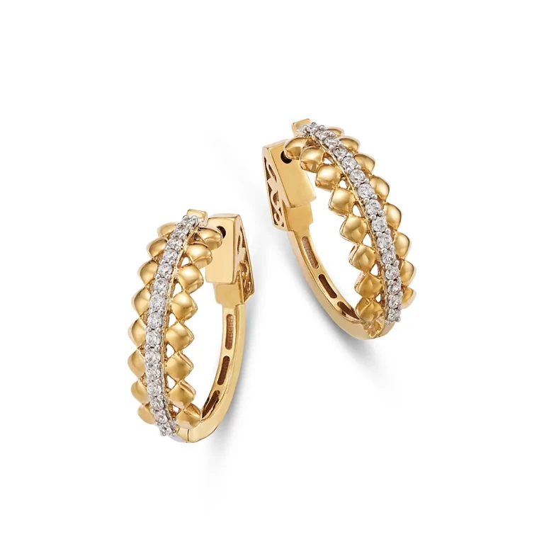 Diamond Hoop Earrings in 14K White & Yellow Gold, 0.50 tcw