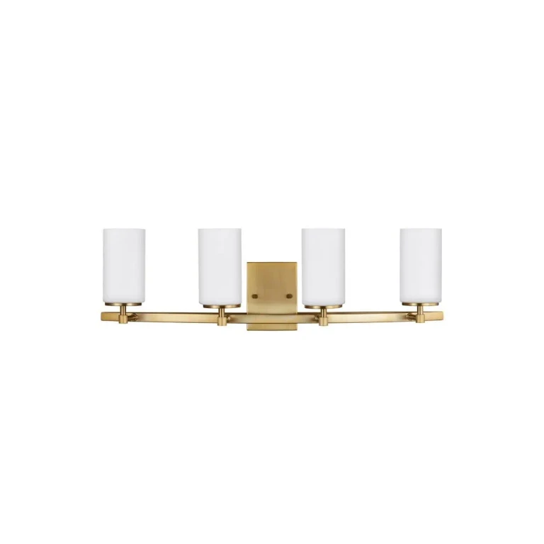 Satin Brass Four Light Wall Bath from the Alturas Collection
